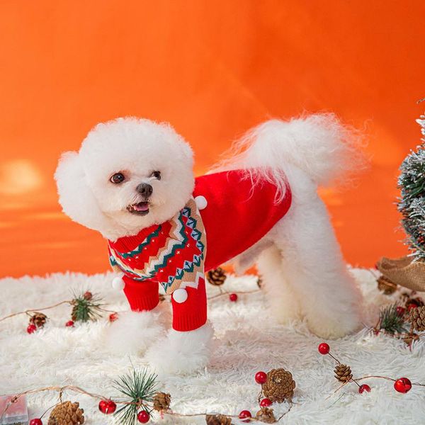 Suéteres Roupas de animais de estimação outono inverno médio cão pequeno trajes de natal sweater de tricô de moda gatinho filhote de cachorro quente pug dachshund