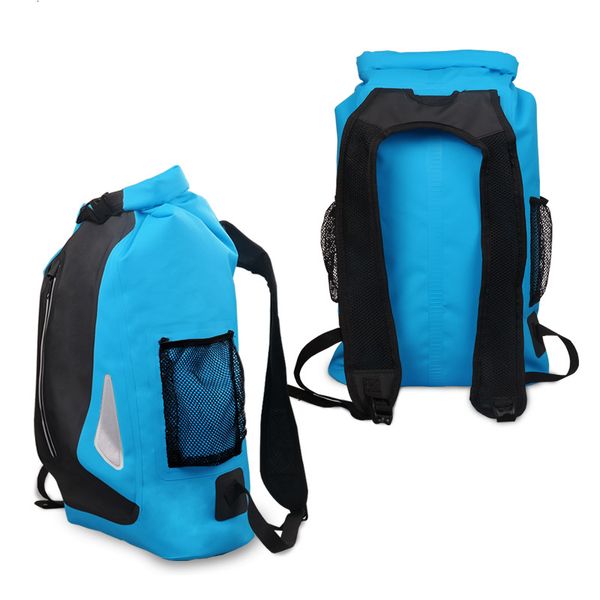 Açık Çantalar 25L Kuru Çanta Nehir Trekking Yüzme Sırt Çantası Roll Top Su Yüzer Çuval Su Geçirmez Sırt Çantası Kamp Yürüyüş Sürüklenen 230626