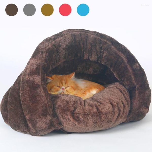 Camas para gatos, cama triangular confortável, barraca macia, tapete de dormir redondo para cães pequenos, não removível e lavável para o inverno, quente para uso doméstico, ninho para animais de estimação