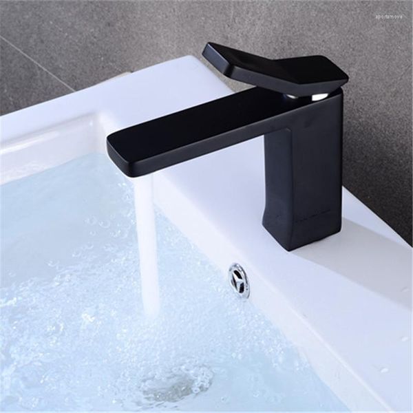 Смесители для раковины в ванной комнате Черная/белая латунь Оригинальный дизайн Смесители для холодной воды на бортике