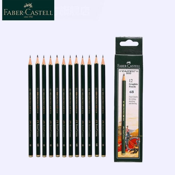 Bleistifte Faber Castell 9000 Skizzierstifte 12/16pcs Faber Castell Art Graphitstifte zum Schreiben von Schattierungsskizze Schwarzes Blei Design