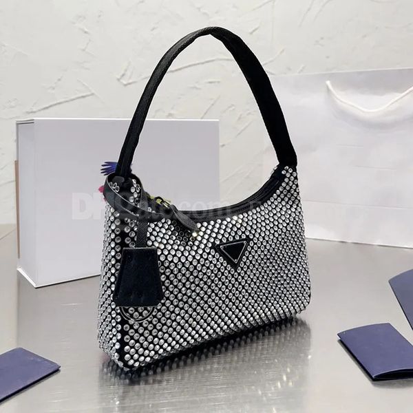 Borsa firmata Spalla ascellare Diamante Shimmer Borse a tracolla Shopping Borse da donna Crescent Borsa vintage Borsa a mano impermeabile Cinghie regolabili