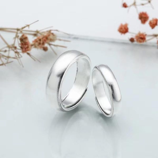 Cluster Rings Zuyin S999 Fashion Smooth Couple Ring For Men and Women's Personalizado Simples Ajustável Prata Presente de Atacado