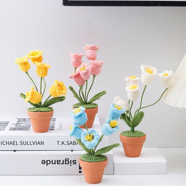 Fiori secchi Tessuti a mano Mughetto in vaso Fiore Decorazioni floreali artificiali Pianta verde Decorazioni per soggiorno Decorazioni per desktop 230627