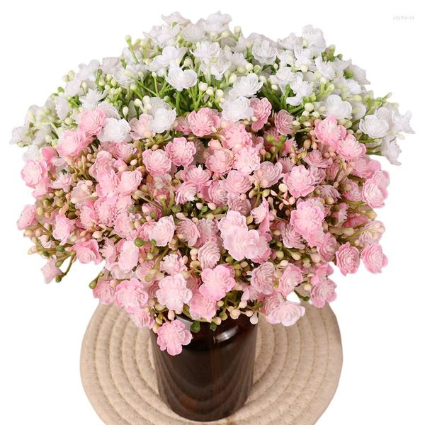 Dekorative Blumen, 42 künstliche Blumen, Seide, Kunststoff, weiß, rosa, Blumenstrauß, gefälscht, für Hochzeit, Tisch, Party, Büro, Geschäft, Vase, Heimdekoration