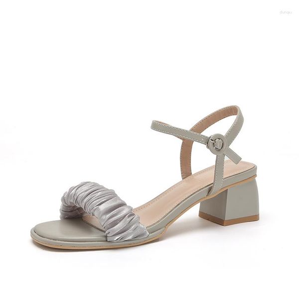 Sandalen 34–40 Sommer Mesh 5,5 cm High Heel Schuhe Block Open Toe für Frauen