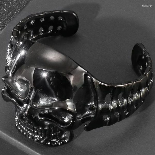 Armreif Gothic offen für Herren schwarz plattiert 316L Edelstahl Armreifen Herren Street Jewellery Mannen Armband