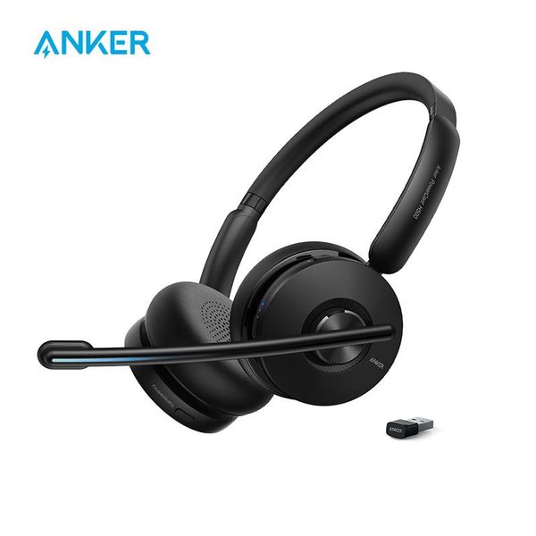 Barbeadores anker powerconf h500 suporte de carregamento bluetooth dualear fone de ouvido de áudio de áudio.