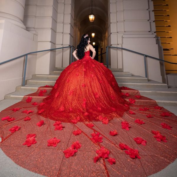 Luxus Rote Quinceanera Kleider 2023 Ballkleid Mexikanische Maskerade Prom Kleid 15 Geburtstag Party Kleider Vestido De 15 Jahre