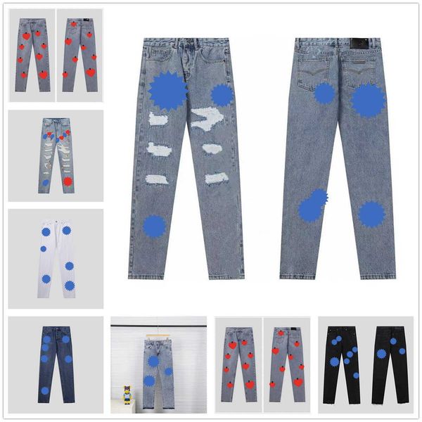 Erkek Kot Pantolon 2023 Tasarımcı Eski Yıkanmış Pantolon Pantolon Mektup Baskılar Kadın Rahat Uzun Stil Dipleri