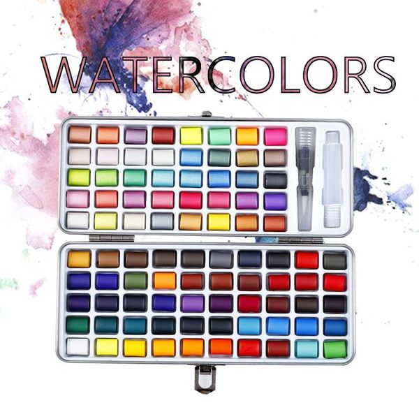 Supplies Professional 50/72/90 Color Solid Watercolour Set Basic Neon Glitter Watercolour Paint for Drawing Art Paint Supplies Art Supplies
