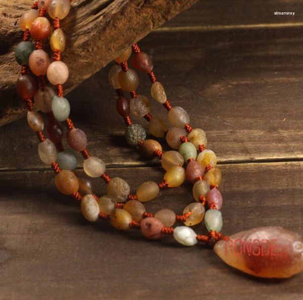 Strand Collana di agata di pietra naturale del deserto del Gobi all'ingrosso Colore dell'uvetta Catena del maglione con perline rotonde a vento etnico