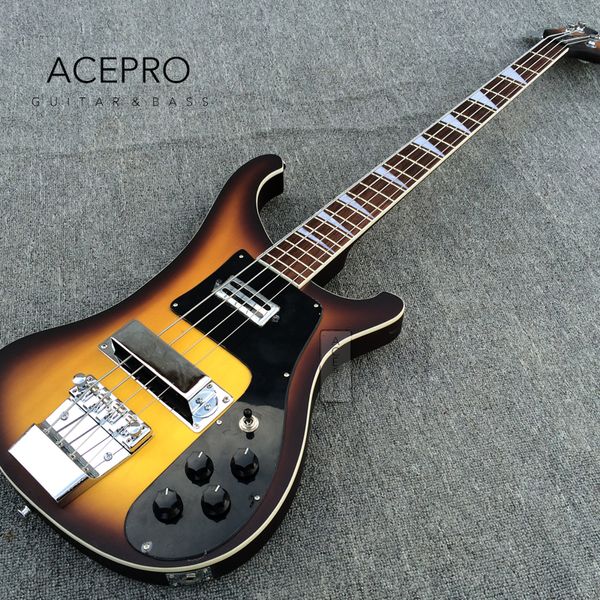 4003 Satin-Finish Vintage Sunburst Color 4-saitige E-Bass-Gitarre, Chrom-Hardware, 22 Bünde, schwarzes Schlagbrett, hohe Qualität