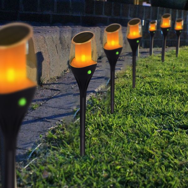 Lampada da palo per percorso di fiamma danzante solare per esterni impermeabile con lampadina a candela di fuoco all'interno per passerella da giardino, patio, cortile, vialetto