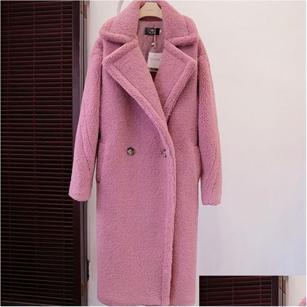 Casaco de pelúcia feminino de pele sintética de inverno feminino de rua grande jaquetas e casacos femininos de lã de cordeiro Cwf0004-5 Drop Delivery A Dhqhp