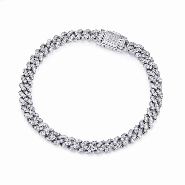 Designerschmuck Miami Hip Hop 925 Sterling Silber 6 mm 16 18 20 22 24 26 Zoll D VVS Moissanit Diamant Halsband kubanische Gliederkette für Frauen