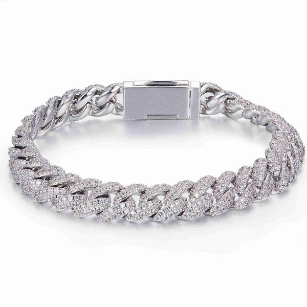 Designer-Schmuck Miami Iced Out S925 Sterling Silber 10 mm 7 8 9 16 18 20 22 24 26 Zoll Moissanit-Halskette mit kubanischen Gliederketten für Männer