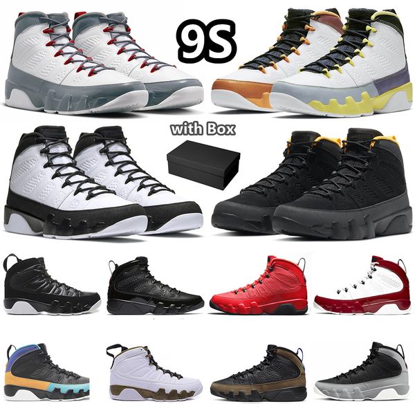 Jumpman 9s Basketball Shoes University Gold The Spirit Racer Blue Particle Grey Light Olive Fire Dream It Cile Rosso Brillato Black White Mens