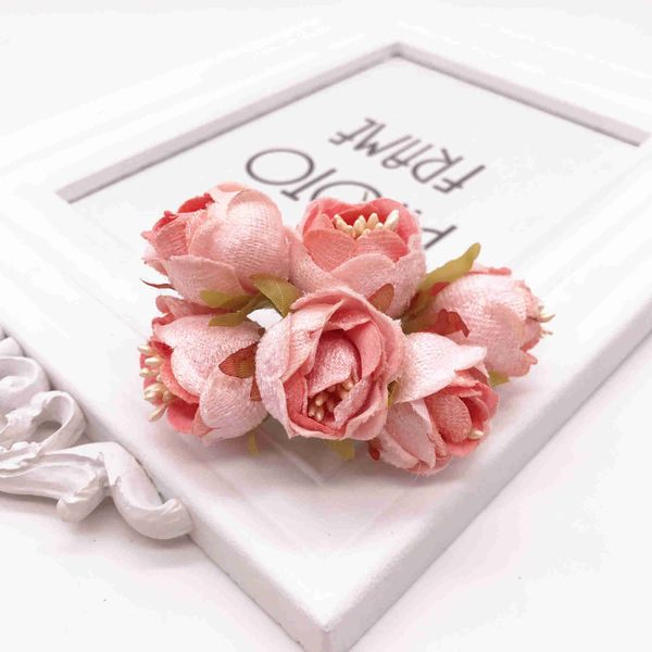 Fiori secchi 6 pz/lotto Mini Seta Artificiale Rose Bouquet Decorazione di Cerimonia Nuziale Fiore di Carta Per Palla Fatta A Mano FAI DA TE