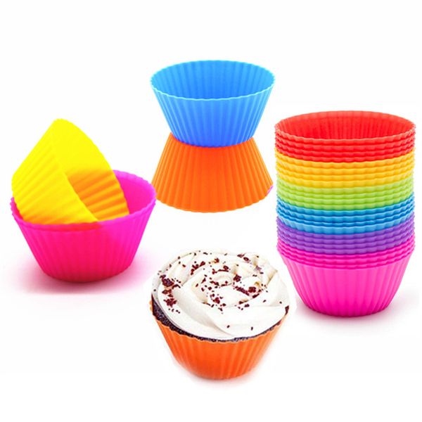 7 cm Silikon Weiche Runde Kuchen Muffin Schokolade Cupcake Liner Backform Großhandel