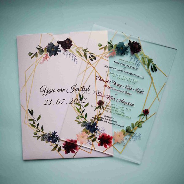 Kleiderbügel, Gestelle, Hochzeitsdekoration, Taschen-Einladungskarten, individuell gestaltete elegante Verlobungs-Einladungskarten mit Umschlag x0710