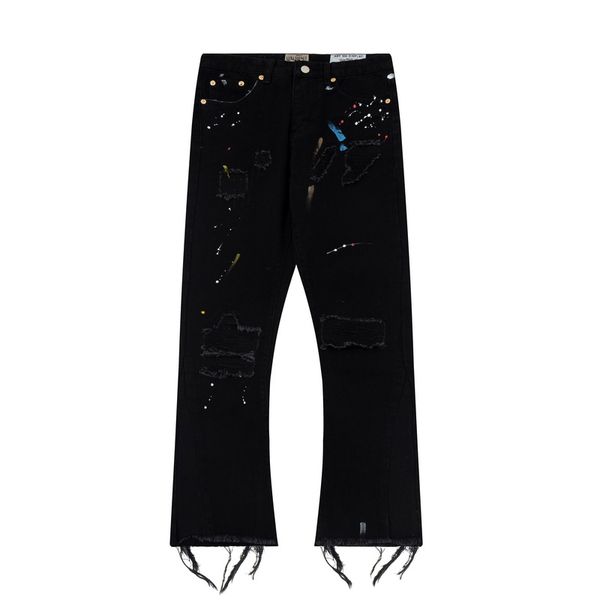ДИЗАЙНЕРЫ Мужские джинсы GA Окрашенные чернильные брюки с дырками Уличная поп-мода Качество Классические мужские джинсовые брюки больших размеров M-XXL
