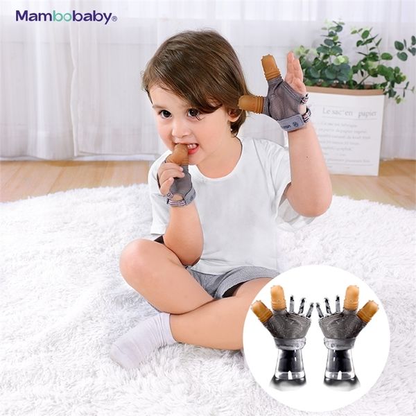 Детские варежки Mambobaby Baby Anti Bite Перчатки с силиконовыми напальчниками Остановить укусы рук Предотвратить сосание пальцев Защита от укусов ногтей Учитель 230626