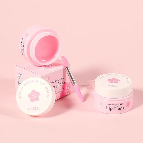 Japan Sakura Lip Mask Dry Crack Peeling Repair Reduce Lip Lines Fine Essence Hidratante Sakura Beauty Máscara para Cuidados com os Lábios