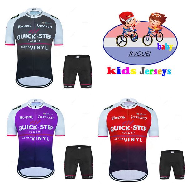 Conjuntos de Camisas de Ciclismo Quick Step Crianças Roupas de Ciclismo de Verão Conjunto de Camisas para Crianças Biking Manga Curta Roupas Terno MTB Roupas de Ciclismo Infantil 230626