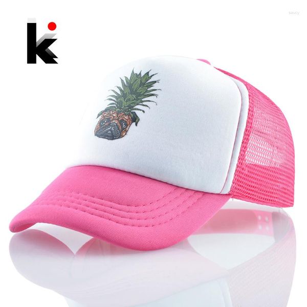 Cappellini da baseball in rete regolabile per bambini Cappellino snapback con stampa carina ananas Cappellino estivo per ragazzi Visiera traspirante per esterni Osso