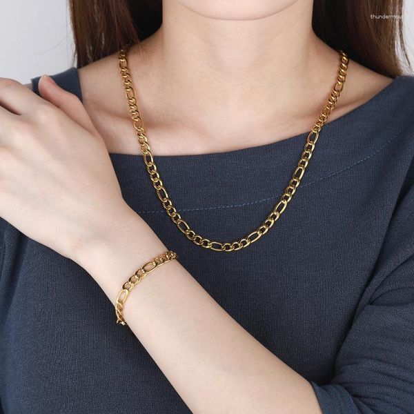 Catene Figaro Catena Oro Hip Hop Per Uomo/Donna Collana Bracciale Cavigliera Moda Acciaio Inossidabile Di Alta Qualità