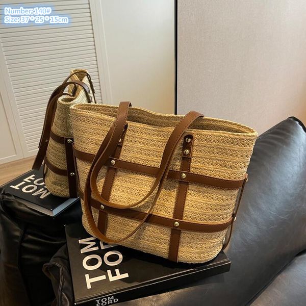 Fábrica atacado senhoras sacos de ombro 4 cores rua personalizado cinto afiação moda bolsa à beira-mar férias praia saco de palha grandes bolsas de lona 140 #