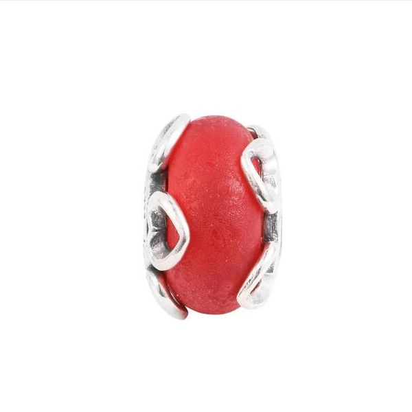 Adatto per bracciale Pandora in argento sterling 925 con perline di gioielli fai da te in vetro di Murano rosso smerigliato per le donne Spedizione gratuita