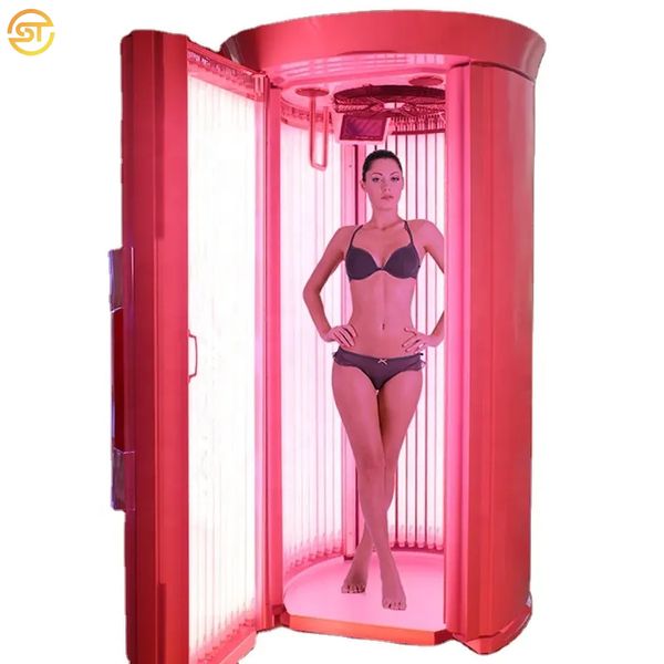 La migliore vendita Salone commerciale solarium verticale Macchina per capsule di collagene UV Lettino abbronzante in piedi UV Tan lettino in bronzo pelle Cama de bronceado