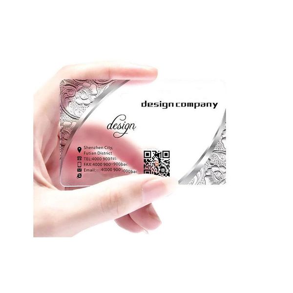 Carte personalizzate 200pcs/una carta di stampa di design PVC Card trasparente personalizzata 85,5*54 mm Biglietti da visita in plastica