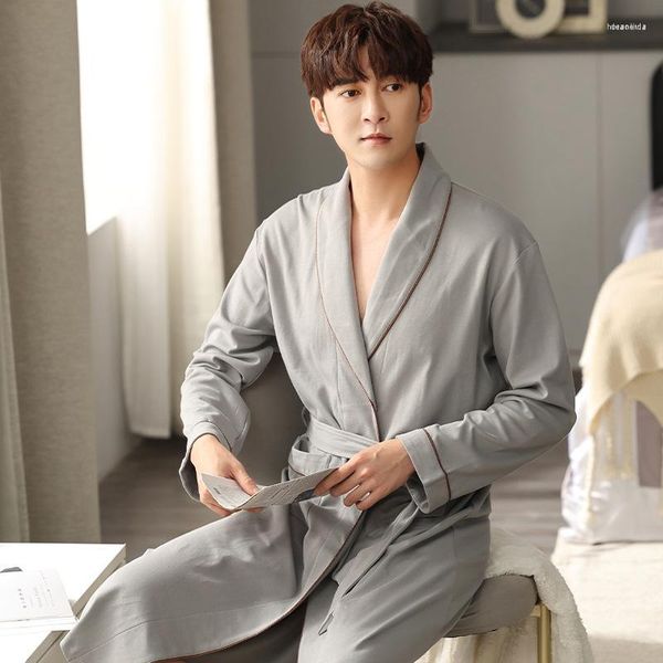 Мужская пижама мужская 2023 корейский стиль весна лето домашний досуг цвет свободный Эль халат мужская мода пижамы высокого качества