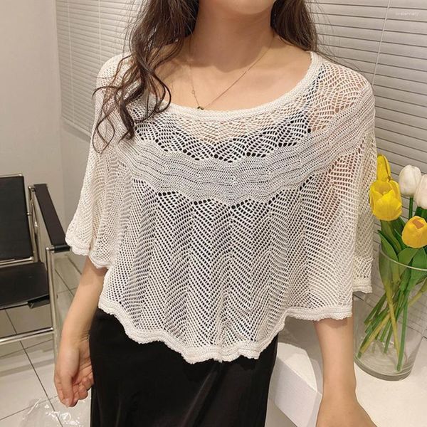 Cachecol Feminino Cachecol Xale Poncho Vestido de Noite Envoltório Oco Proteção Solar Verão Coreano Gola Falsa Capa de Biquíni