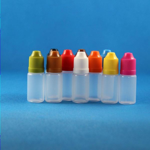 100 conjuntos de frascos conta-gotas de plástico de 8 ml (1/4 oz) Tampas à prova de crianças Dicas PE LDPE E Vapor Cig Liquid 8 ml Kviov