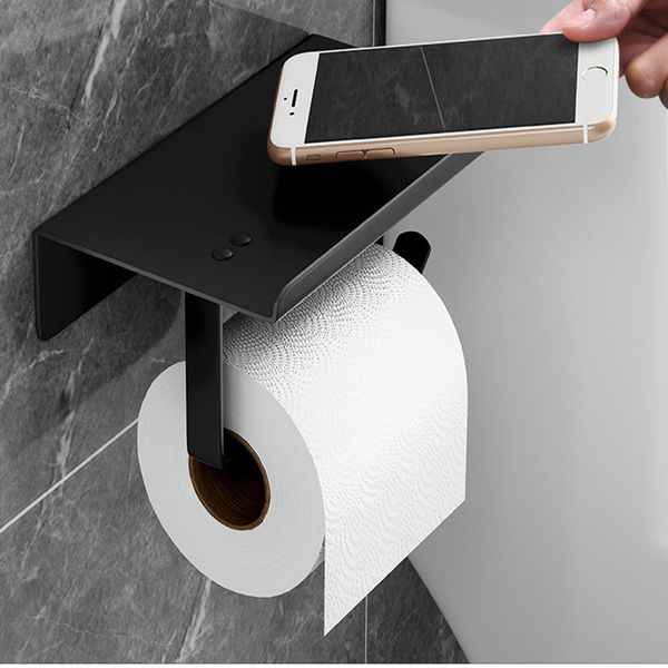 Toilettenpapierhalter, hygienische Papier-Wandhalterung ohne Bohren, Rollenpapier-Handtuchspender mit Telefonablage für Badezimmer und Küche