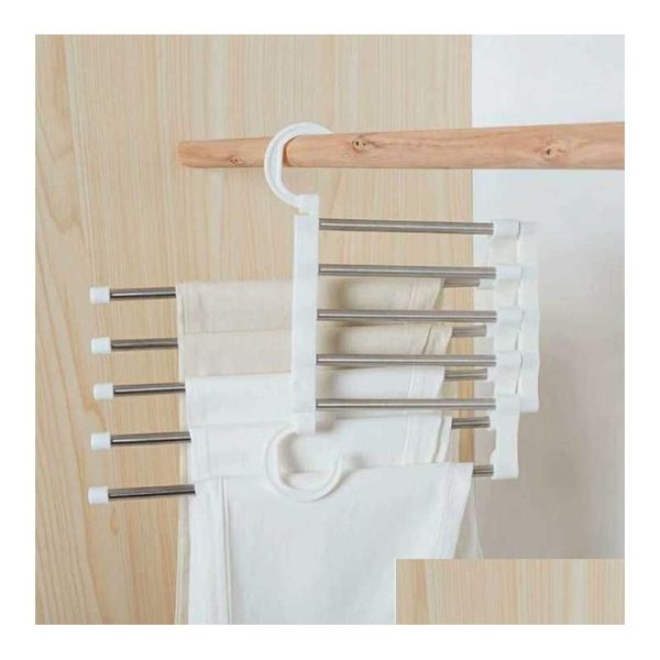 Cabides Racks 5 Camadas Mti Roupas Funcionais Pant Storage Pano Rack Calças Penduradas Prateleira Antiderrapante Organizador De Roupas Fast Drop Dhglr