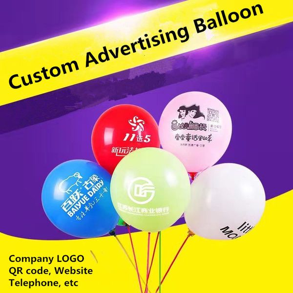 Outros suprimentos para festas de eventos Impressão personalizada de balão publicitário Macaron cartoon balão de metal site da empresa código QR telefone jardim de infância 230626