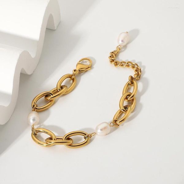 Braccialetti di fascino perle inossidabili donne pulseras mujer caviglia braccialetti braccialetti gioielli di moda regalo regalo placcato