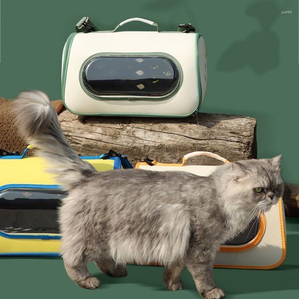 Porta-gatos Mochila moda de um ombro com janela visual Saco de transporte Confortável Cesta respirável Cenário versátil Transporte para animais de estimação