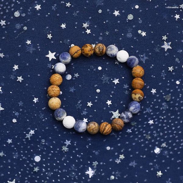 Strand Blue Sodalite Power Bead Crystal Bracciale Healing Lava Jewelry For Women Men Calming Gift