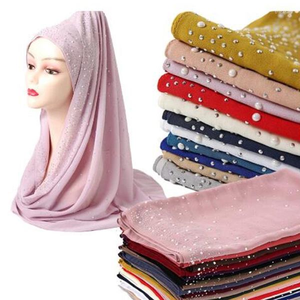 Schals Malaysia Stil Birne Hijab Schal Frauen Luxus Schmuck Chiffon Herbst Einfarbig Schal Winter Weihnachtsgeschenk