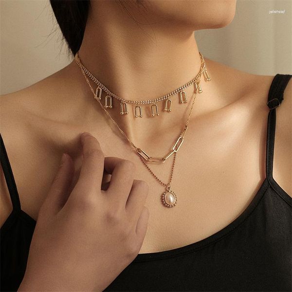 Ожерелья с подвесками WeSparking EMO, многослойное U-образное ожерелье с кисточками, овальное жемчужное ожерелье с ключицами для женщин