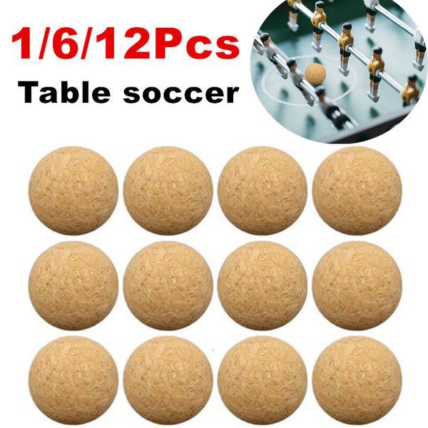 Pebolim 6 pçs/12 pçs 36mm Cortiça Madeira maciça Pebolim Bola de futebol Pé de bebê Fussball Desktop Mesa de futebol 230626