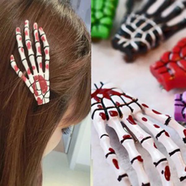 20 Pz Moda Donna Barrettes Halloween Decor Zombie Scheletro Artigli Tornante Cranio Mano Clip Punk Horror Barrette 13 Colori Accessori