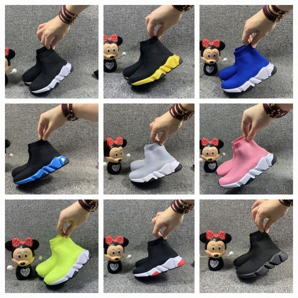 Ayakkabılar Sıradan Çocuk Tasarımcı Slides Socks Platform Boys Grils Siyah Gençlik Çocuk Hızlı Hız Eğitmenleri Koşucu Bebek Toddler Bebekler Sneaker