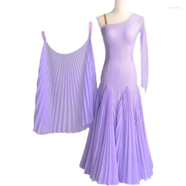 Sahne Giyim Mor Balo Salonu Elbise Kadın Zarif Waltz Dans Performansı Kostüm Uzun Tango Elbiseler Modern Dans Kıyafeti JL4241